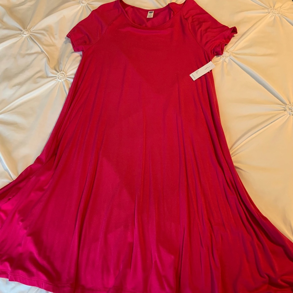 NWT Old Navy swing dress short sleeves pink medium tall